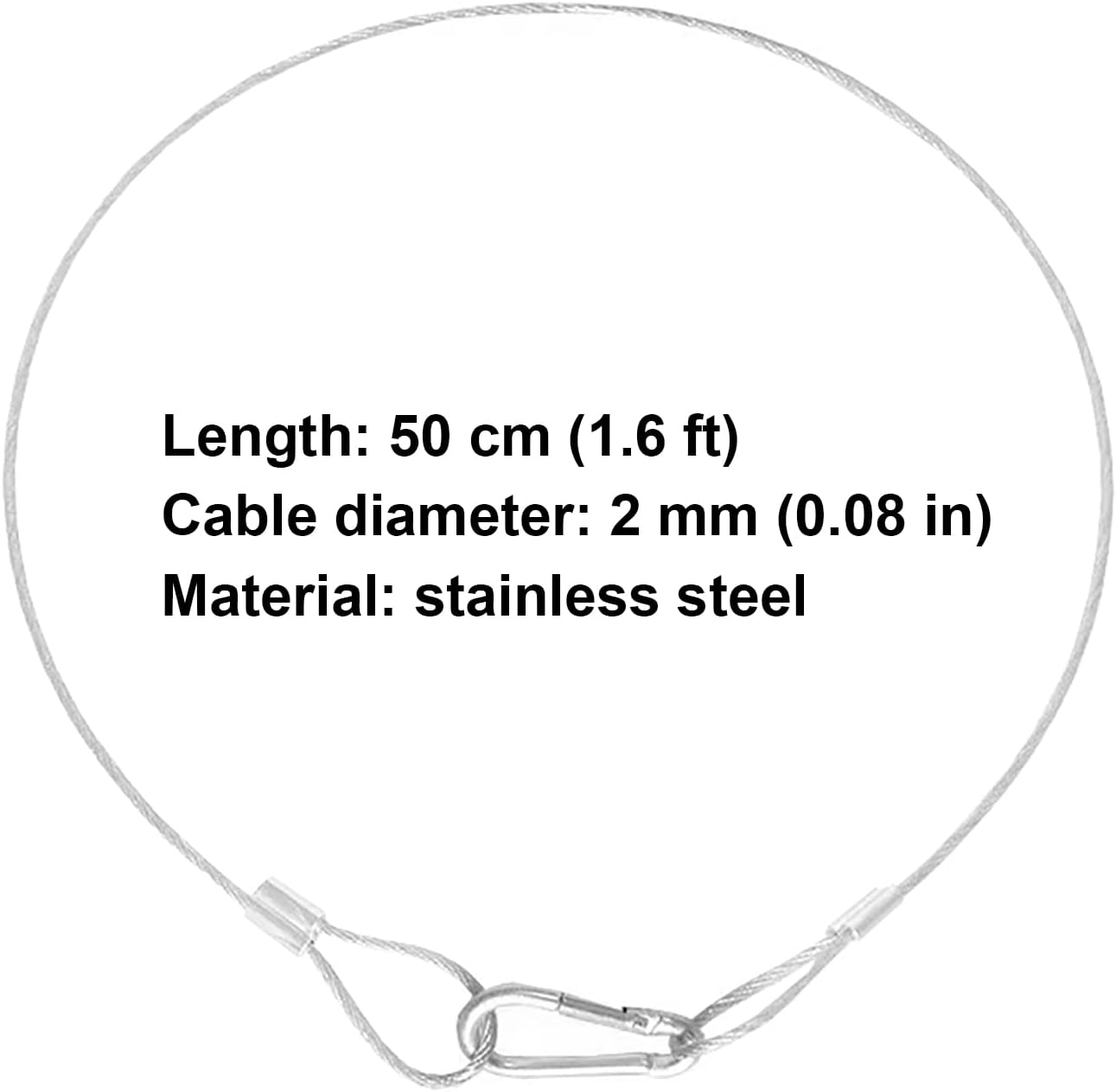 Mocking Bird Safety Cable Lock Short 2 ft, Braided Cable Wire Loop Ends, 1/8 in Diameter, Flexible Stainless Steel Lanyard for Travel,