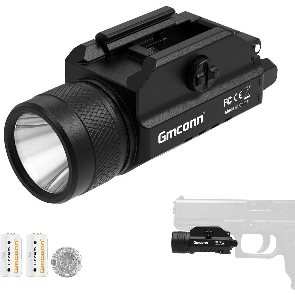 Gmconn 1200 Lumens Rail Mounted Compact Pistol Light LED Strobe Tactical Gun Flashlight Weaponlight for Picatinny MIL-STD-1913 and Glo
