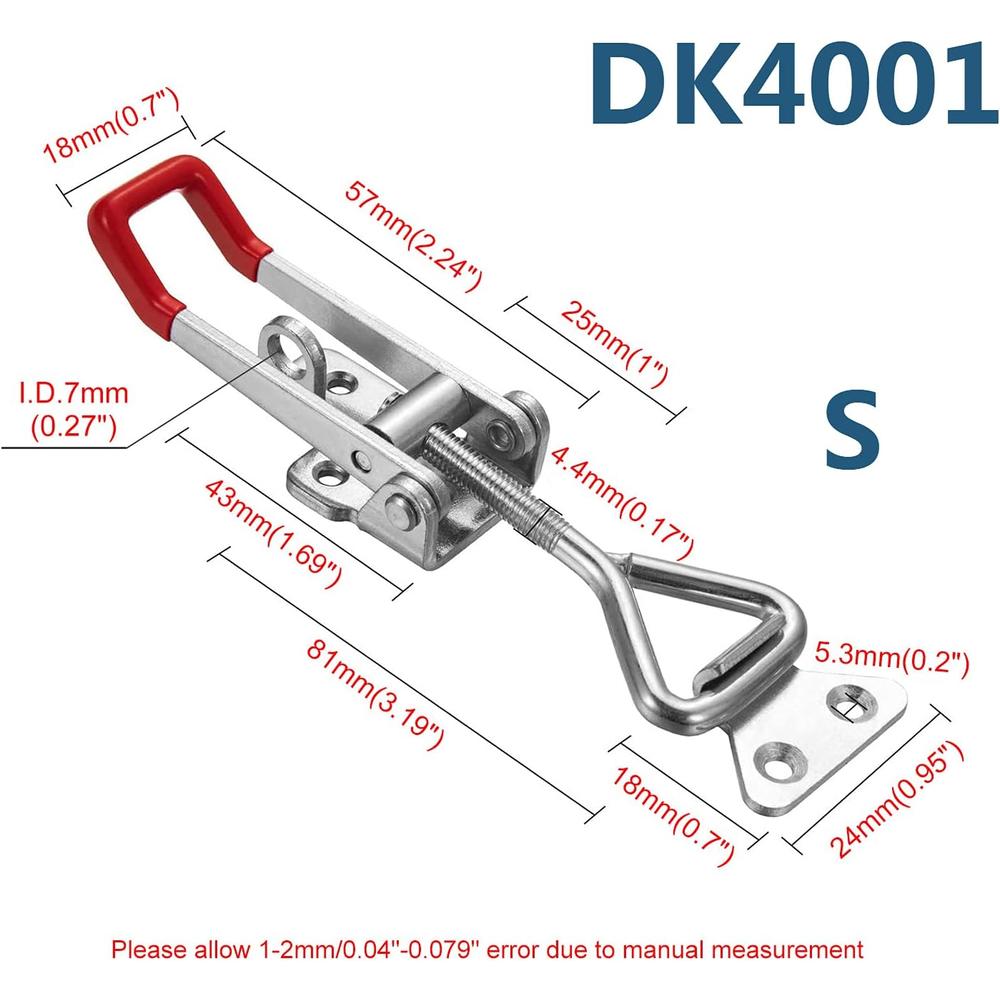 NRC&XRC 2PC 304 Stainless Steel Adjustable Lever Handle Lock Hasp Cabinet Box Latches Quick Release Toggle Latch Clamp Clasp Toolbox Ca