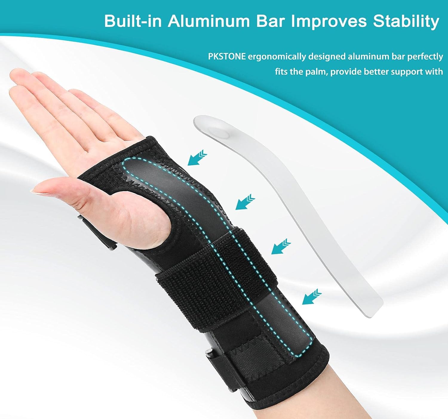 Generic Wrist Splint for Carpal-Tunnel Syndrome PKSTONE, Adjustable Compression Wrist Brace for Right and Left Hand, Pain Relief for Ar