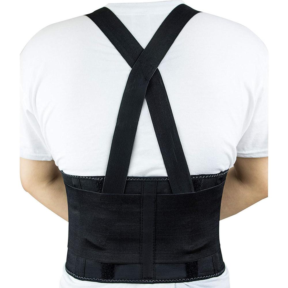Troy Safety RK-BST11 Elastic Back Support Belt with Adjustable Shoulder Straps (M, Black)