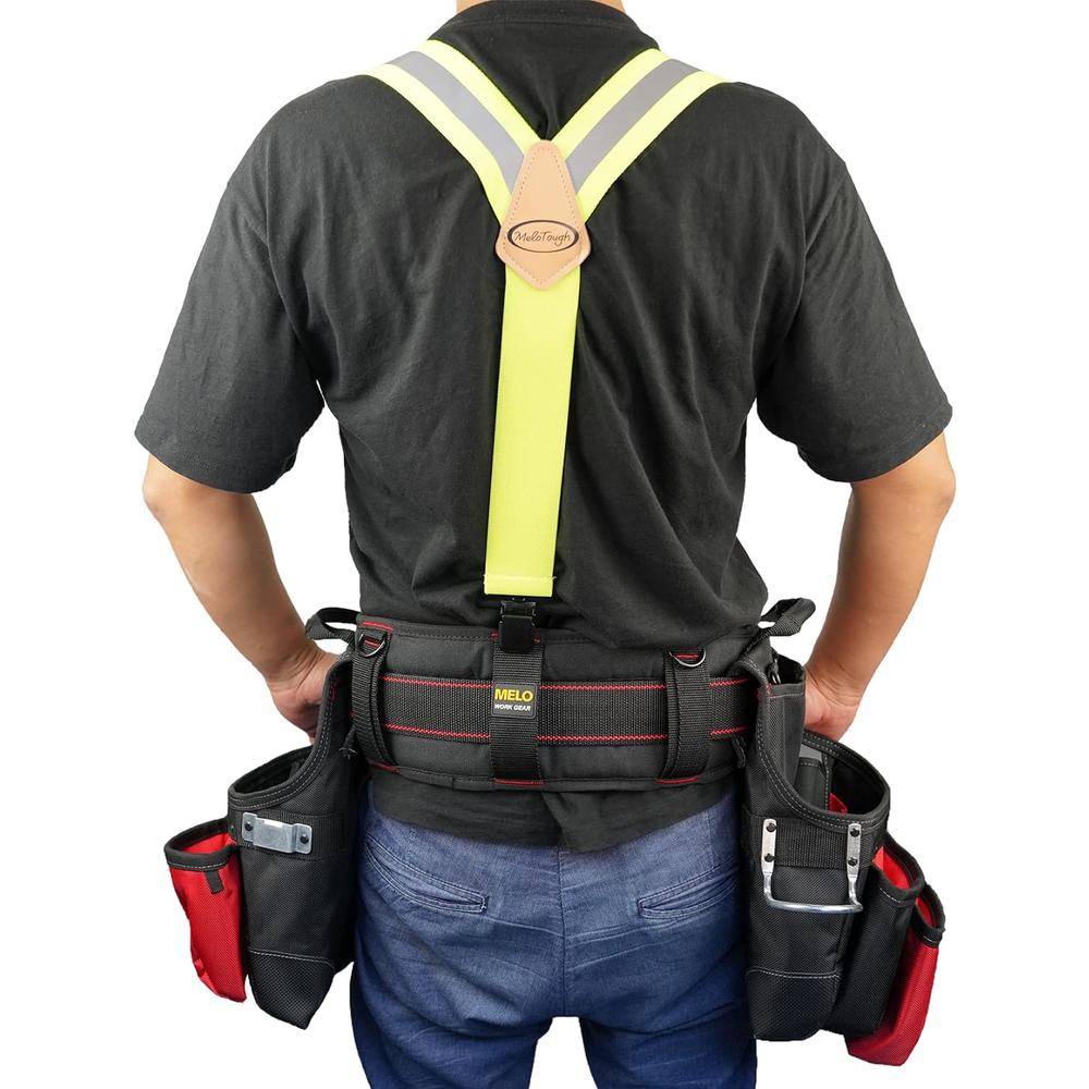 Generic Tool Belt Suspenders Reflective Safety Suspenders With Fully Elastic 2 inch Wide Y back Heavy Duty Suspenders