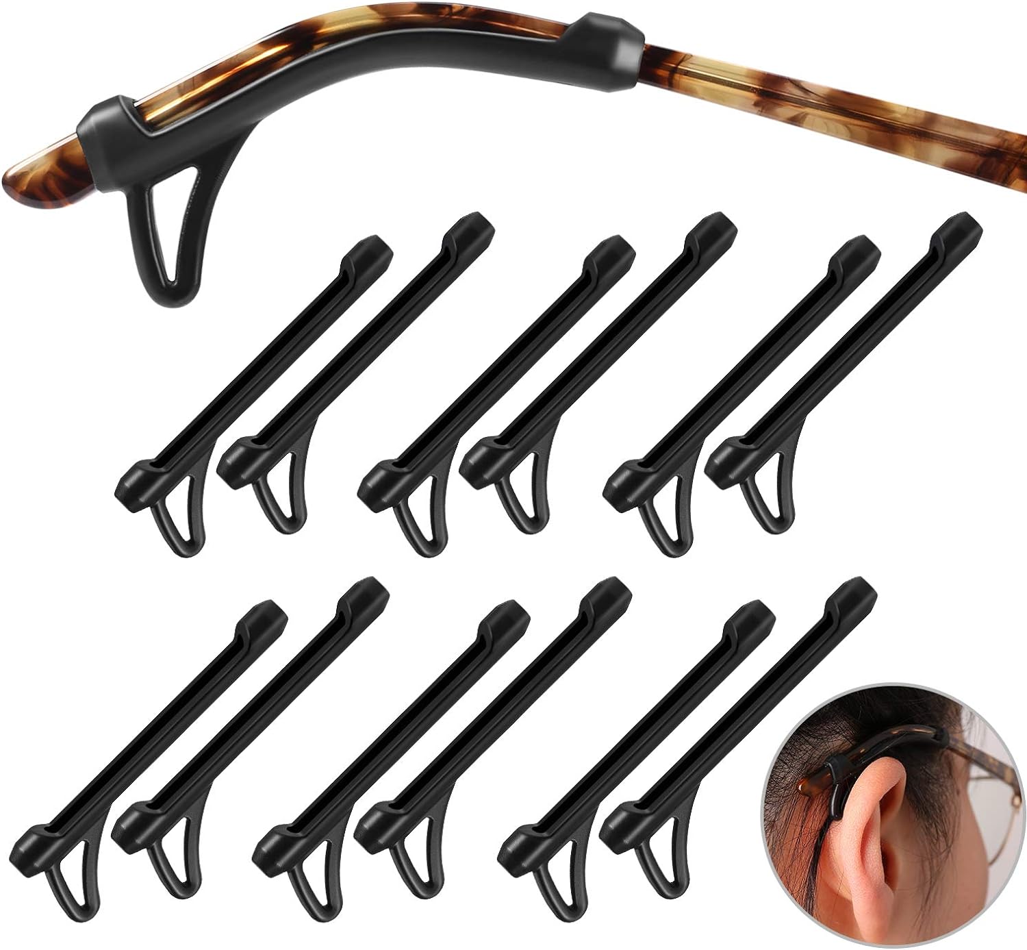 Generic SMARTTOP Eyeglasses Ear Grips Sleeve Retainer anti slip Silicone Eyeglass Temple Tips with Hook design Glasses Ear hook 6pair