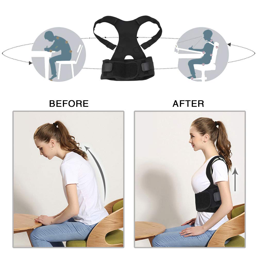 Generic Posture Corrector Back Brace Belts with Lumbar Support Full Adjustable Elastic Straps for Lower and Upper Back Pain Men Women(L