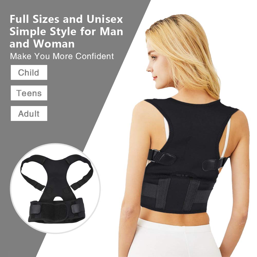Generic Posture Corrector Back Brace Belts with Lumbar Support Full Adjustable Elastic Straps for Lower and Upper Back Pain Men Women(L
