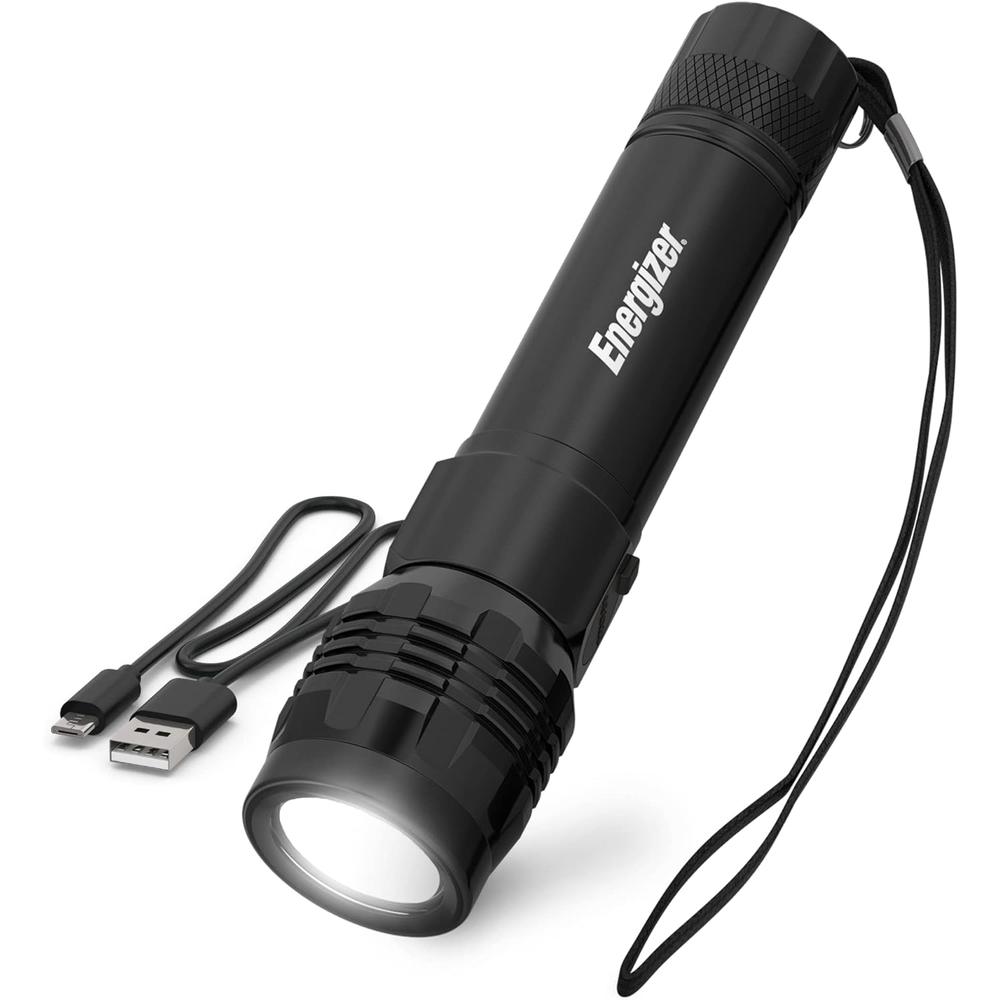 ENERGIZER Rechargeable LED Flashlight X1000, Hybrid Power Capability, Ultra Bright 1000 Lumens, IPX4 Water Resistant, Rugged Al