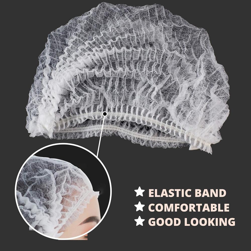 Fifth Ave Fair [100 Sets] 21 Inch Bouffant Hair Nets and Beard Protectors -  Disposable White Latex