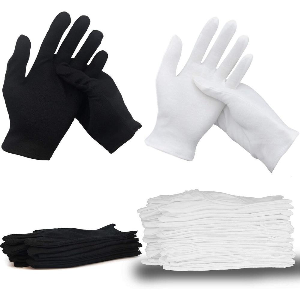 Generic Cotton Gloves (20 Pcs White+6 Pcs Black ), White Cotton Gloves for Dry Hands, Moisturizing Eczema Lotion Gloves for Women