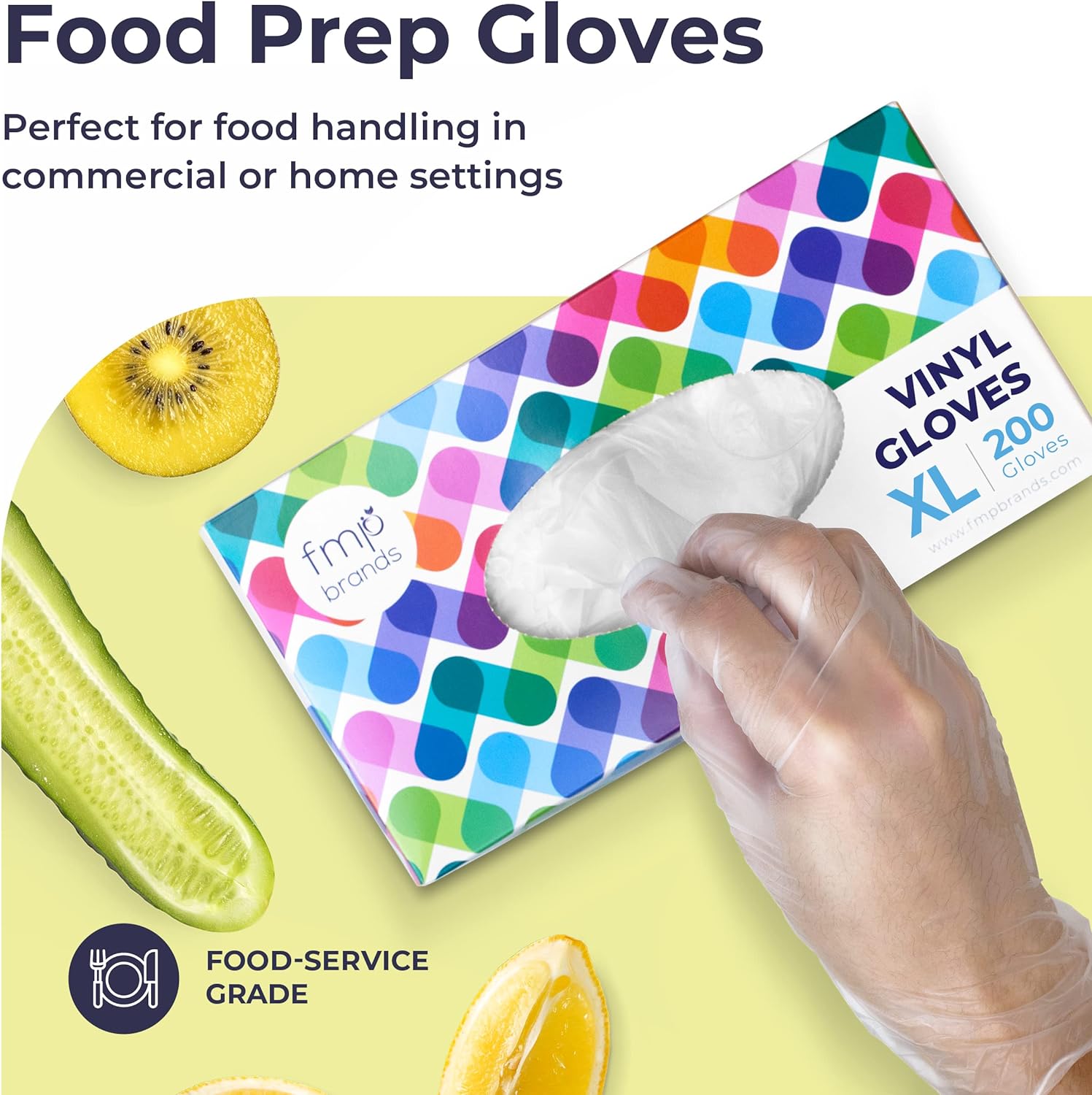 FMP [200 Pack] Disposable Food Prep Vinyl Gloves Extra Large XL, Food Service Grade Kitchen Glove for Cooking Handling Serving Clea