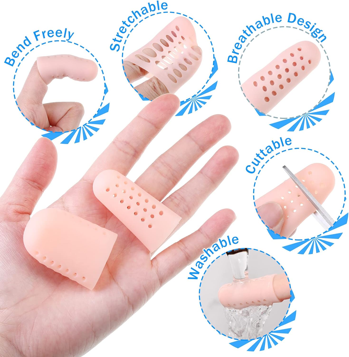 Generic 20 Pieces Silicone Finger Protectors Finger Caps with Holes for  Wound, Breathable Finger Cots Finger