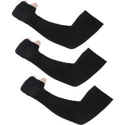 EZVING Arm Sleeves,Women Men Compression Gloves Arm Covers UV Protective Black 3 Pairs