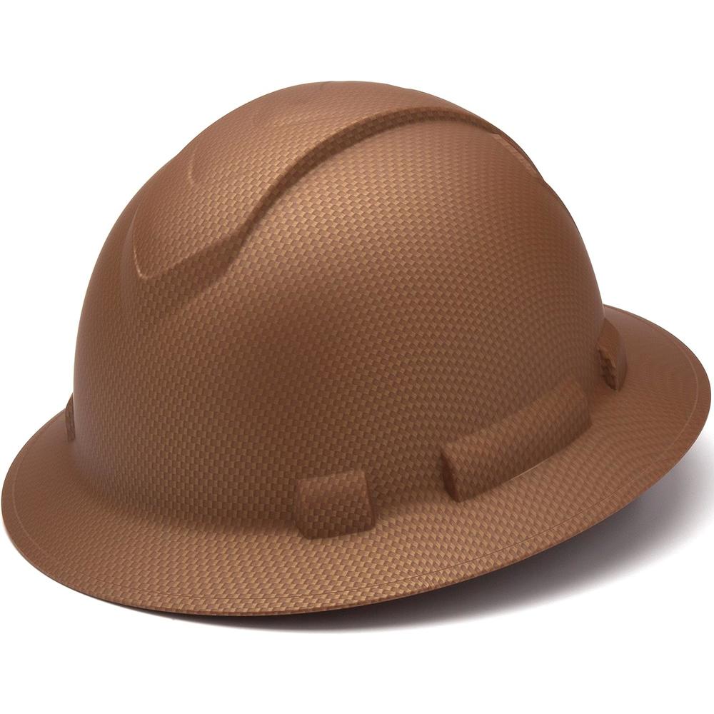 Pyramex Safety Pyramex Ridgeline Full Brim Hard Hat, 4-Point Ratchet Suspension, Copper Pattern