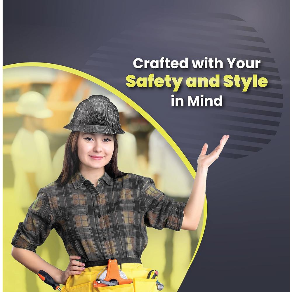Acerpal Full Brim Hard Hat OSHA Construction Work Approved Safety Helmet, Classic Black Carbon Fiber Custom Design Hard Hats, Cascos De