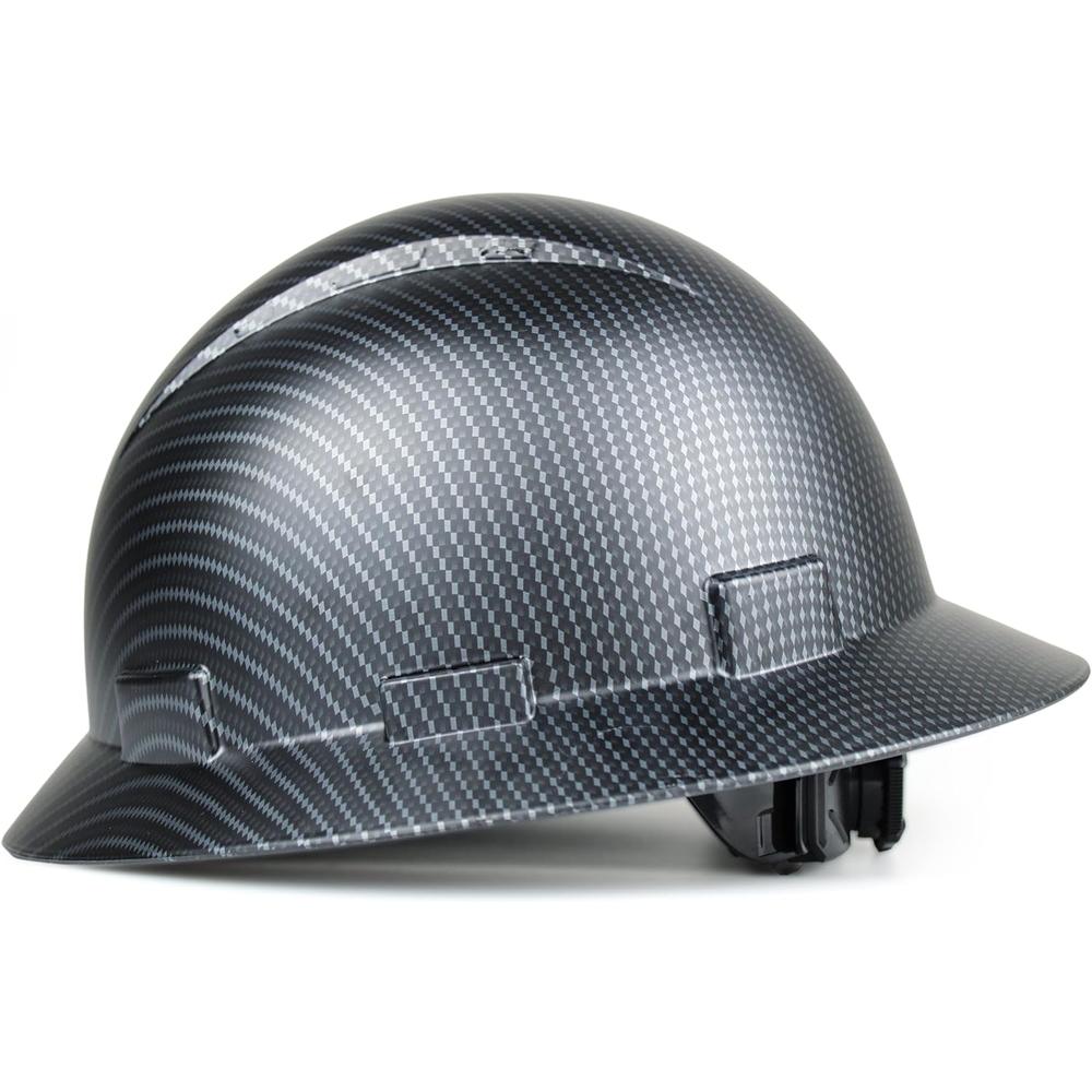 Acerpal Full Brim Hard Hat OSHA Construction Work Approved Safety Helmet, Classic Black Carbon Fiber Custom Design Hard Hats, Cascos De
