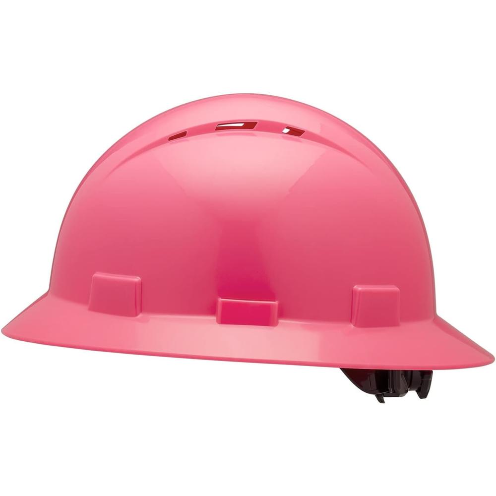 Ridgerock Full Brim Vented Pink Hard Hat Construction OSHA Safety Helmet 6 Point Ratcheting System | Meets ANSI Z89.1 | Personal Protecti
