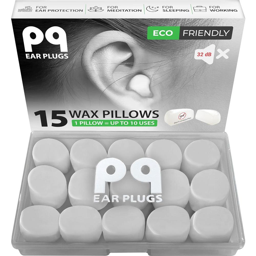 Generic PQ Wax Ear Plugs for Sleep - 15 Silicone Wax Earplugs for Sleeping and Swimming - Gel Ear Plugs for Noise Cancelling, Ear Prote