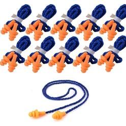 Generic 10 Pair Corded Ear Plugs for Shooting Range Ear Protection for Gun Range - Hunting Ear Plugs Individually Wrapped Shooting Ear