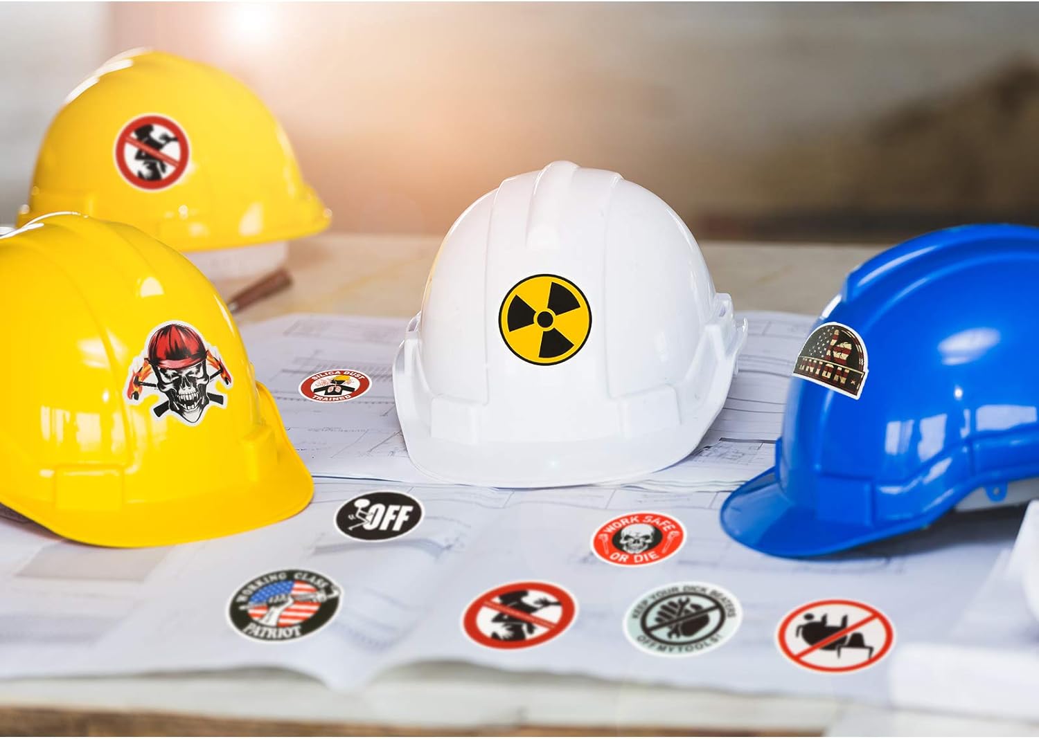 Outus 300 Pieces Hard Hat Stickers Funny Stickers for Tool Box Helmet Welding Construction Union Iron Worker Lineman Oilfield Electri