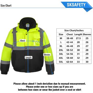SKSAFETY High Visibility Reflective Jackets for Men, Waterproof Class 3 Safety  Jacket with Pockets, Hi Vis