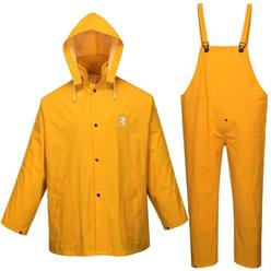 Generic RainRider Rain Suit for Men Women Leathercraft Rain Gear Heavy Duty 3-Piece Commercial Rain Jacket with Bib Pants Overall