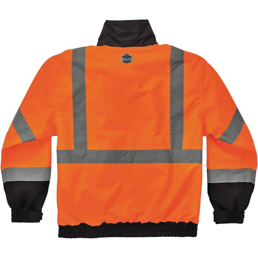 ERGODYNE Standard Reflective Winter Bomber Jacket, Zip Out Fleece Liner, Orange, Large