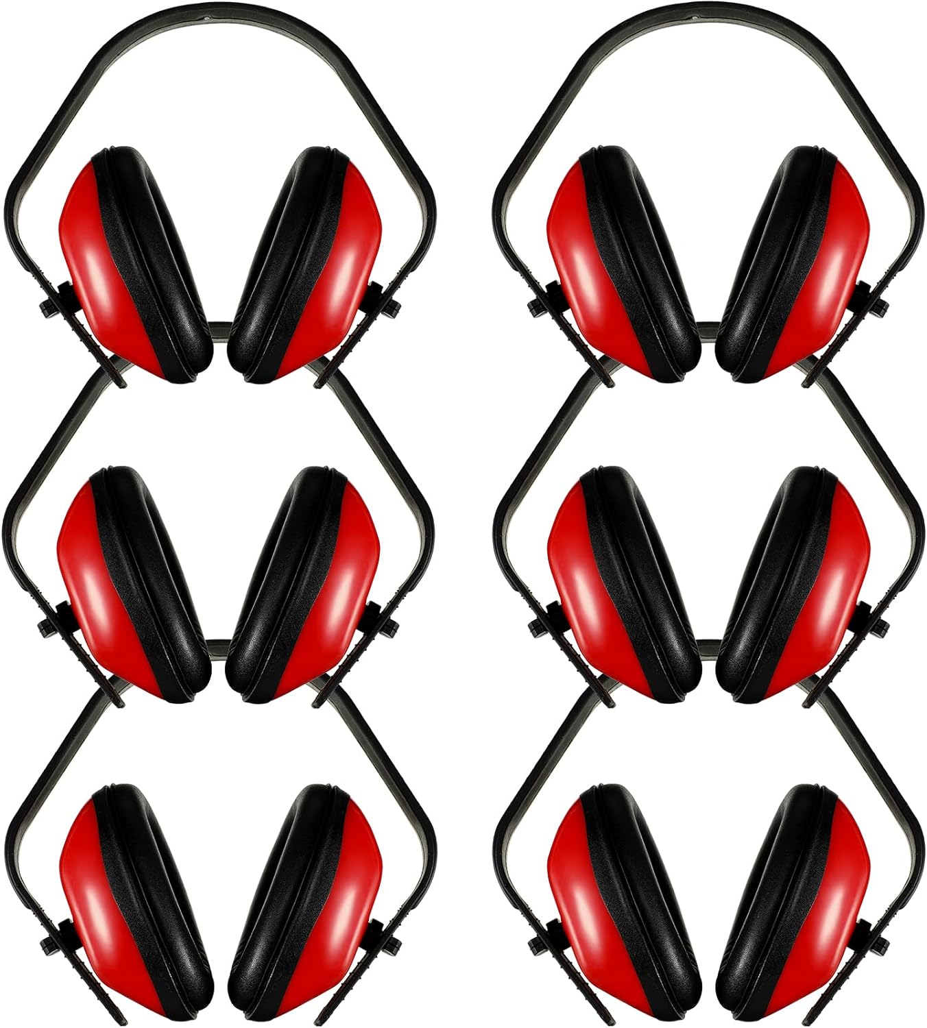 Maitys 6 Pcs Soundproof Earmuffs Hearing Protection Headphones Adjustable Padded Defender Noise Reduction Earplug for Kids (Red)