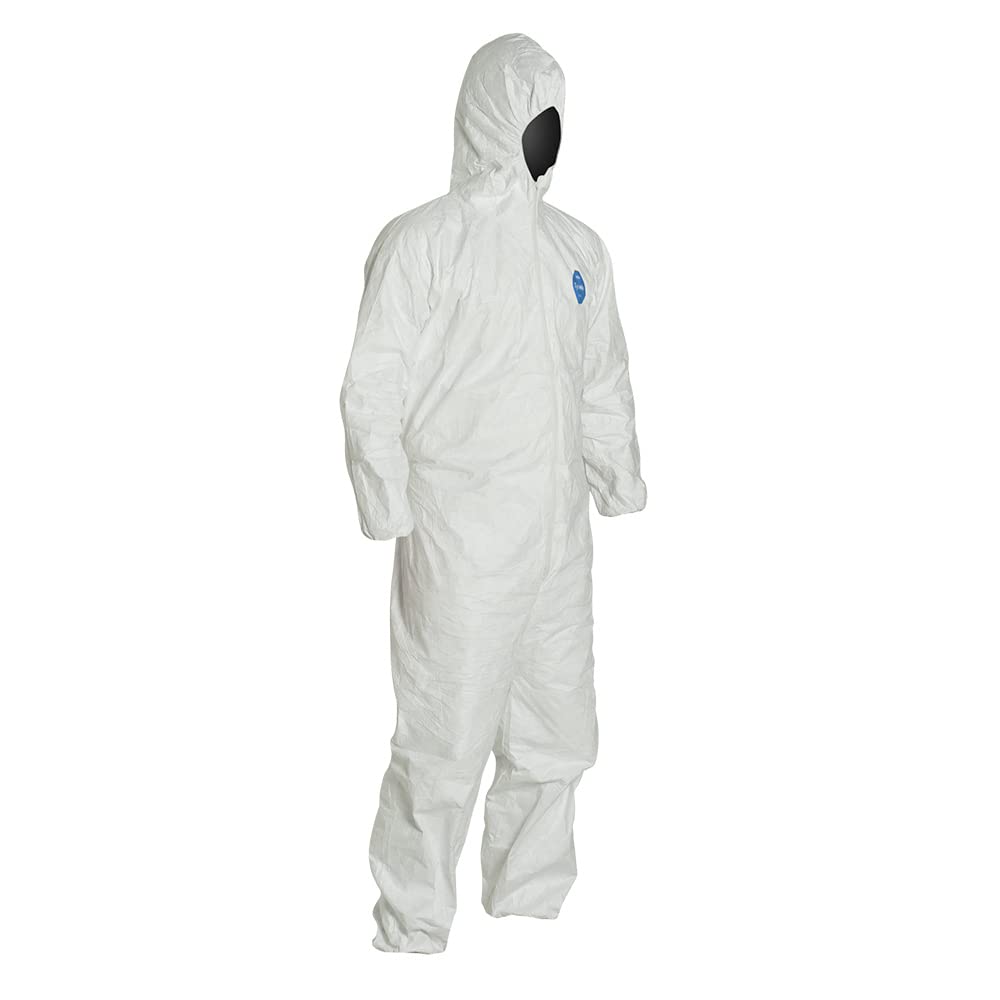 Generic DuPont Tyvek 400 TY127S Disposable Protective Coverall with Respirator-Fit Hood and Elastic Cuff, White, X-Large (Pack of 6)