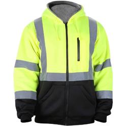 FONIRRA High Visibility Safety Hooded for Men Wool Fleece Inner Sweatshirt ANSI Class 3 Black Bottom Thermal(2XL, Yellow)