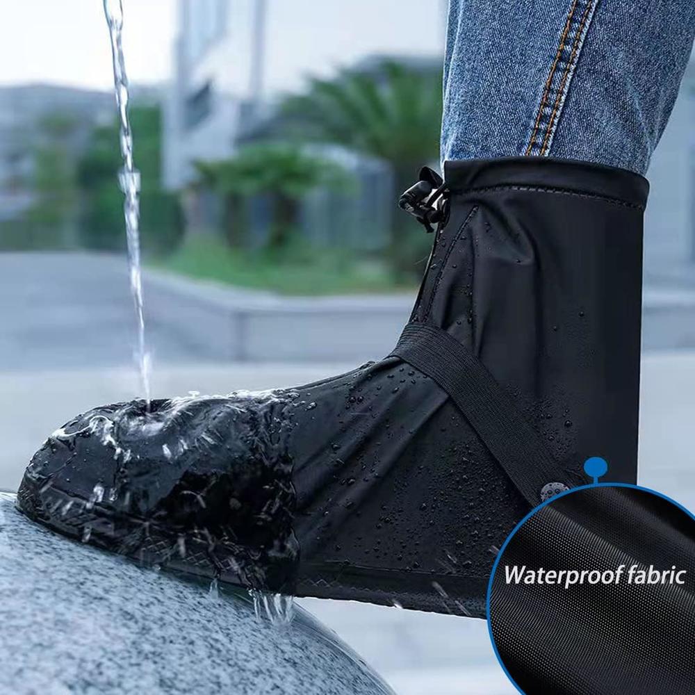 Vboo Shoe Covers with Zipper Hard Sole Version Waterproof Shoe Covers Reusable Galoshes for Rainy and Snowy Outdoors Garden etc, Rai