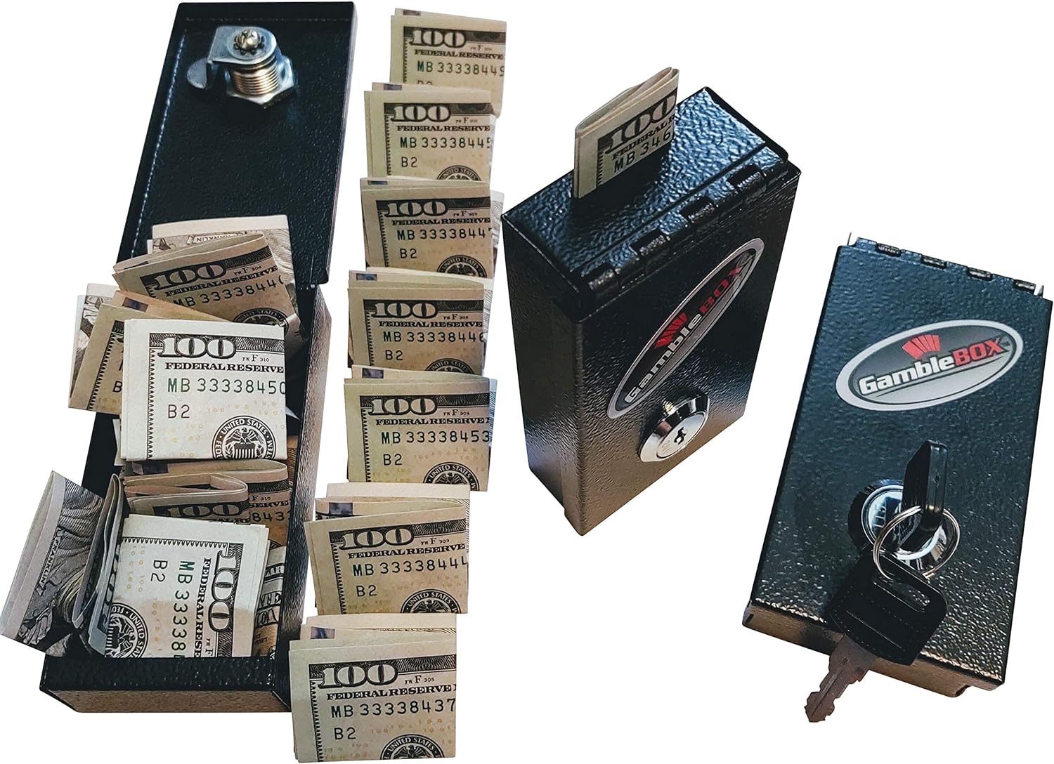 Gamblebox Gambling Personal Pocket Cash Drop Lock Box Safe Wallet With Red Velvet Carrying Bag