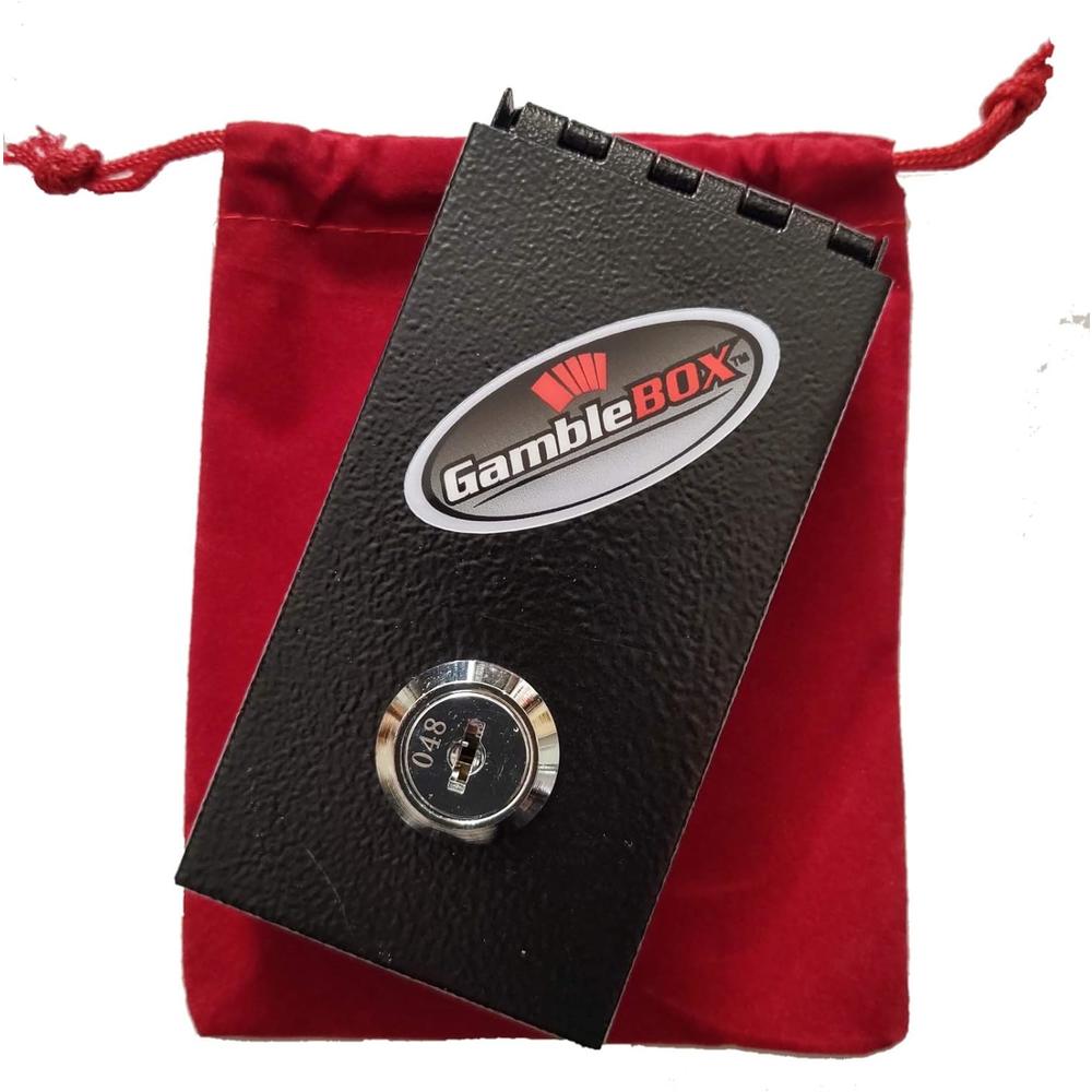 Gamblebox Gambling Personal Pocket Cash Drop Lock Box Safe Wallet With Red Velvet Carrying Bag