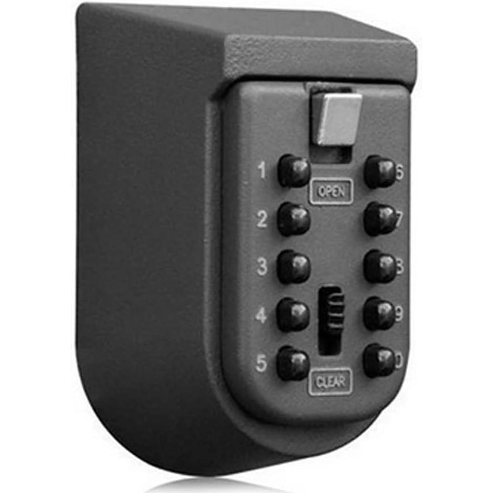 JASEASYZ Key Lock Box for Outside Wall Mount, Waterproof Spare Key Storage Box, 10-digits Combination Lockbox Push Button Key Keeper Box