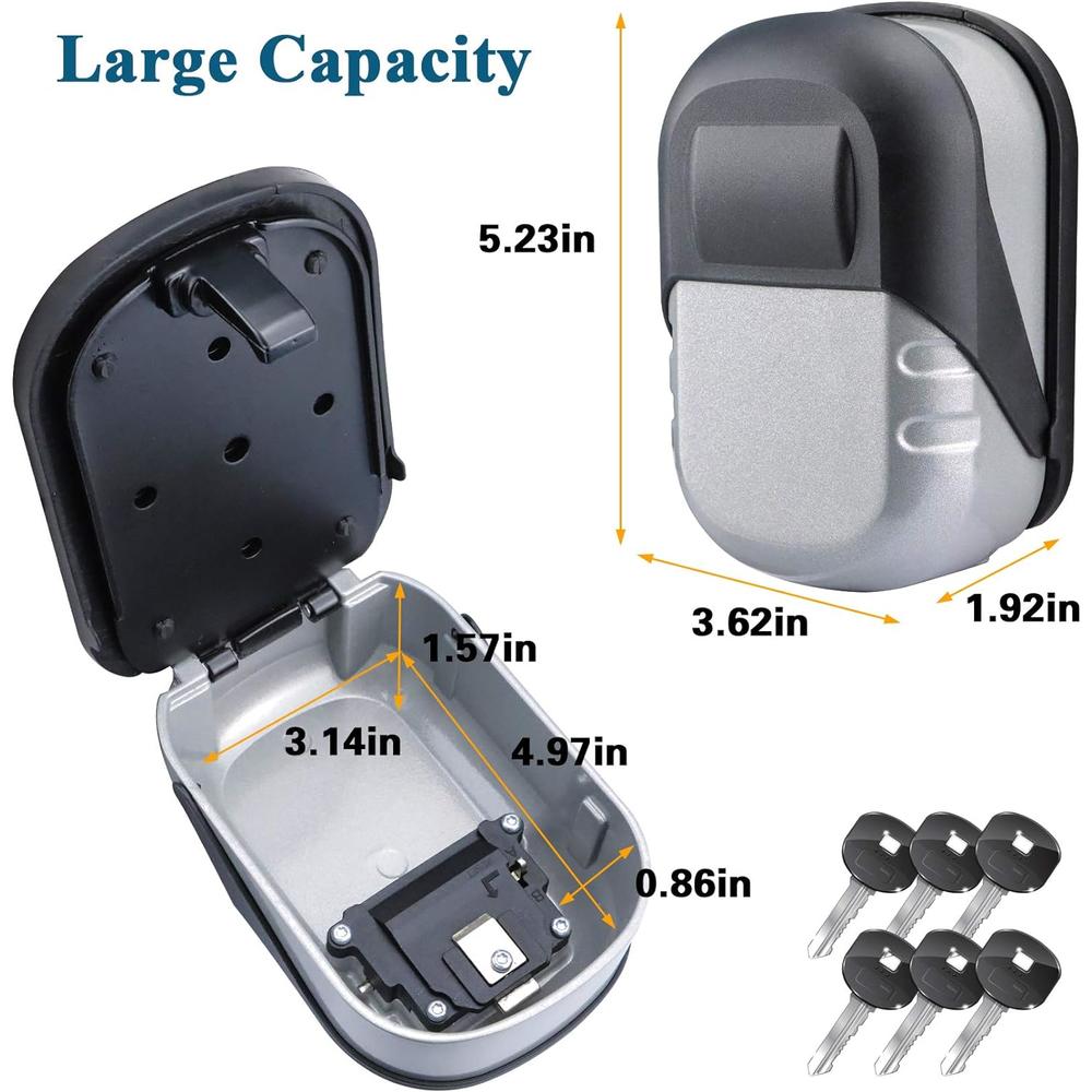 GuangZhouDingHeKeJiYouXianGong BenRich Key Safe Lock Box Wall Mount Outdoor Waterproof Combination Lockbox with Resettable 4-Digital Code for Home Family Real