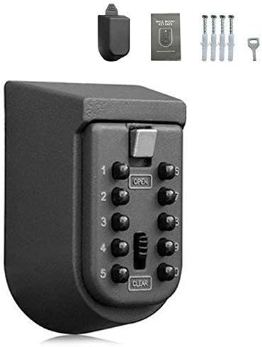 deflectair Key Safe Lock Box Outdoor Storage Box with Code Combination Password Security Lock Waterproof Wall Mount Push Button for Home F