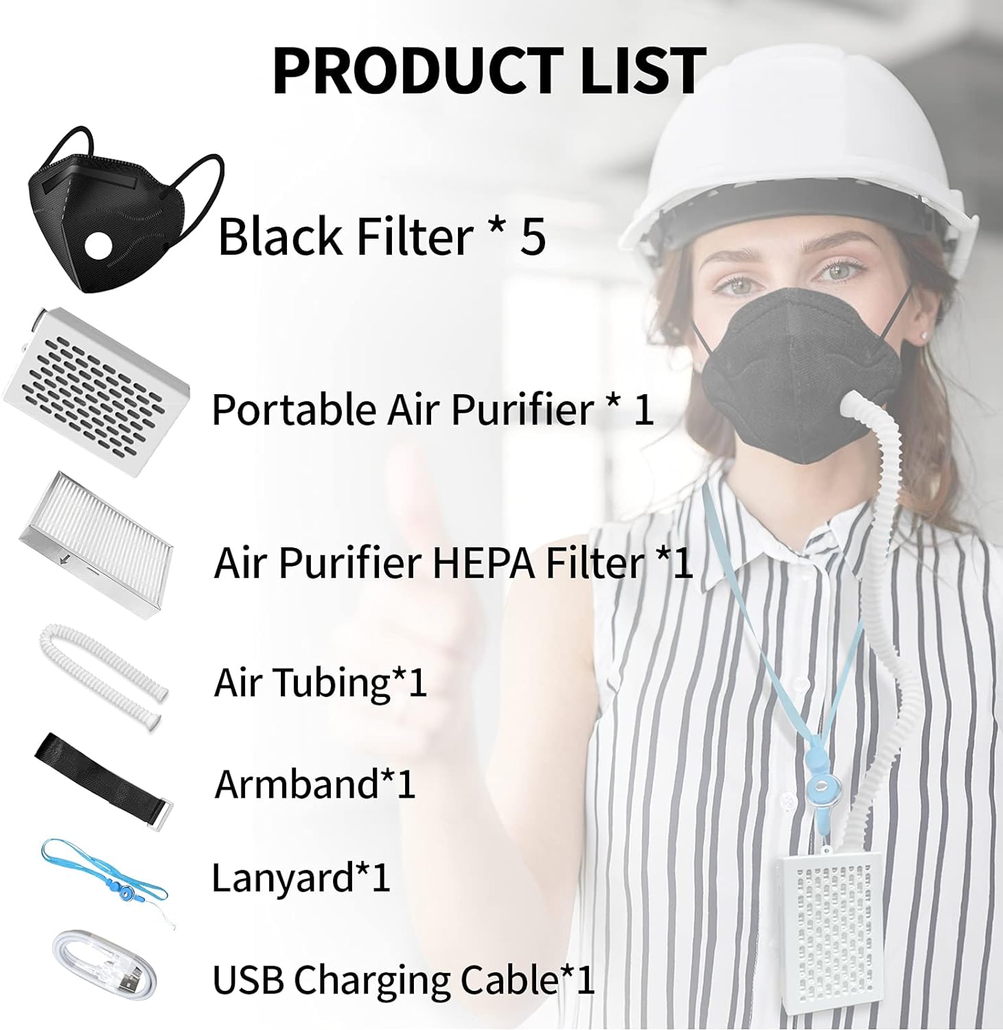 Generic Bwinmak Electric Wearable PAPR Powered Air Purifying Maskes With HEPA Filter,for Dust Work,Painting, Machine Polishing, Welding