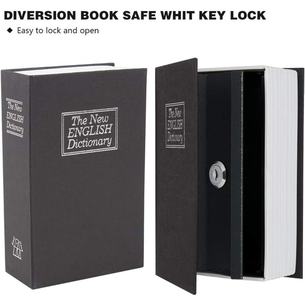 Kyodoled Book Safe with Key Lock, Portable Metal Safe Box,Secret Book Hidden Safe,Dictionary Diversion Book Safe,9.5" x 6.1" x