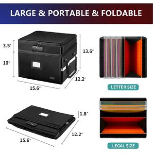 Fireproof Document Box with Lock, Foldable File Box, with Handles,  Waterproof and Fireproof File Storage Box, for Storing Important Items such  as