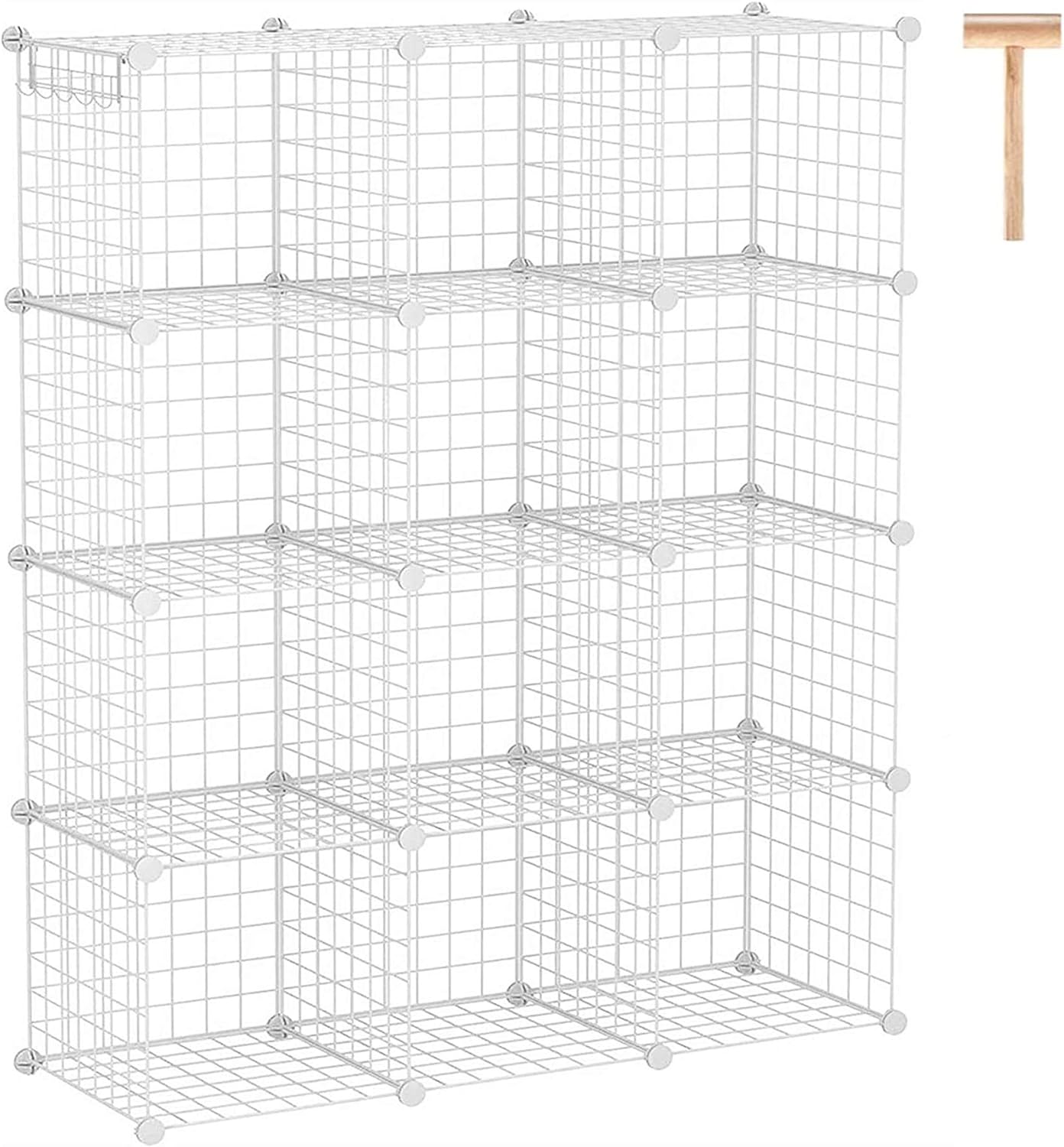 C&AHOME Wire Cube Storage, 12-Cube Organizer Metal, Wire C Grids Storage, Storage Bins Shelving, Modular Bookshelf Shelf, Closet Cabine