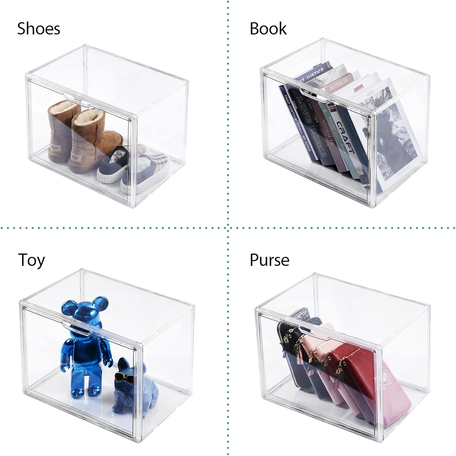 starogegc 3Pack Clear Plastic Handbag Storage Organizer for Closet, Acrylic Display Case for Handbag and Purse, Luxury Stackable Magnetic