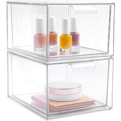 Vtopmart 2 Pack Stackable Makeup Organizer Storage Drawers,  4.4'' Tall Acrylic Bathroom Organizers&#239;&#188;&#140;Clear P