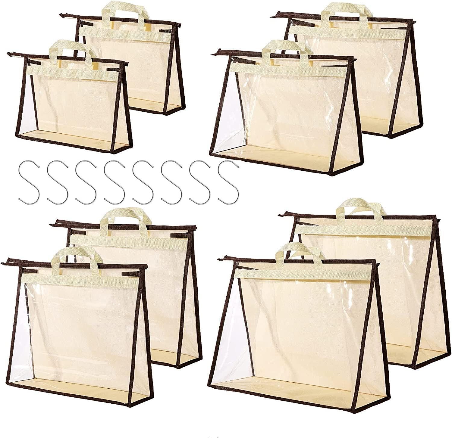 CINPIUK 8 Pack Handbag Dust Bags Clear Purse Storage Organizer for Closet, Hanging Zipper Storage Bag for Handbags