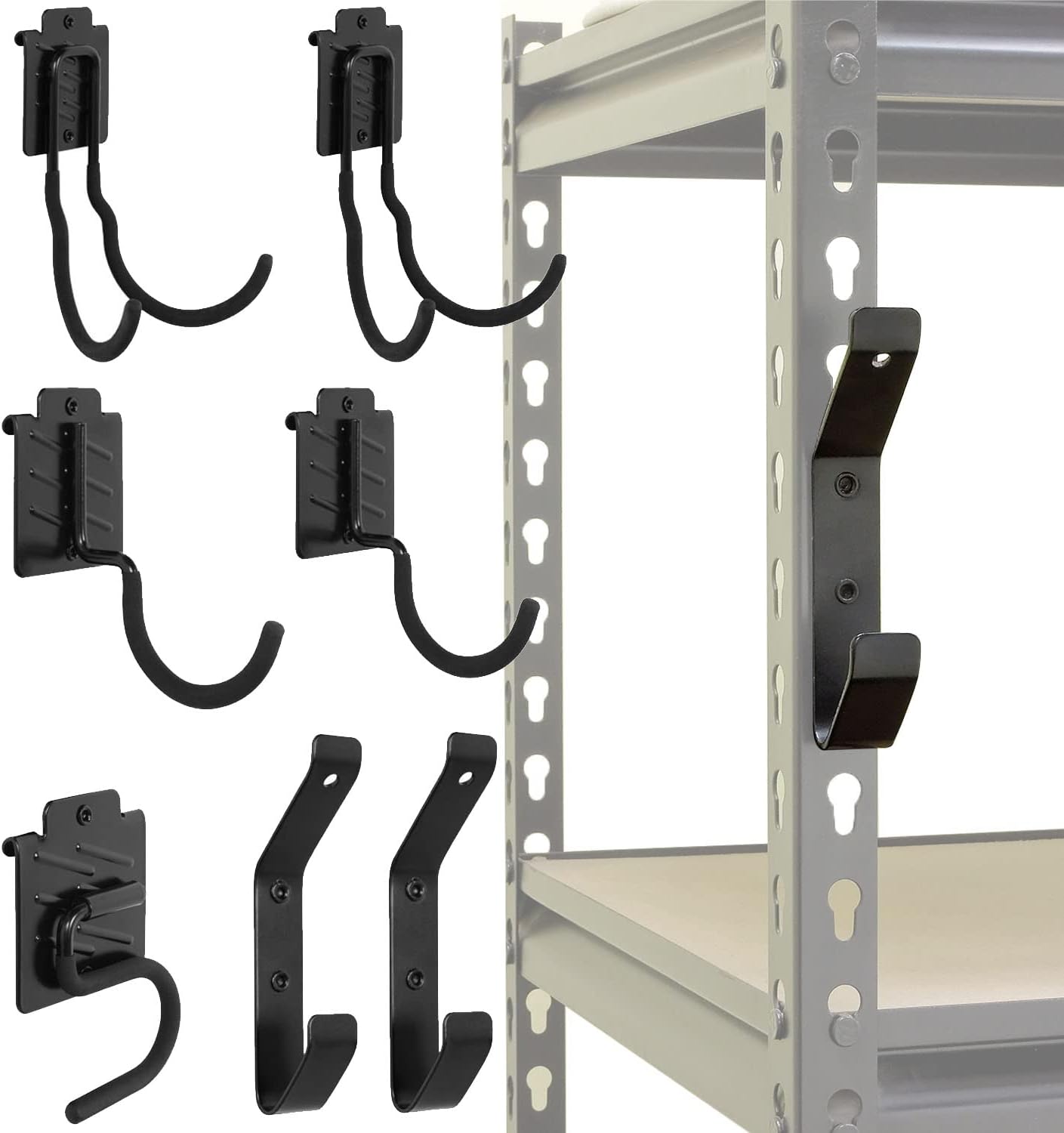 Wallmaster Shelving Hook Organizer Kit,7 Pcs Adjustable Boltless Steel Storage Hanging Accessories for Rack,Garage Tool System Heavy Duty