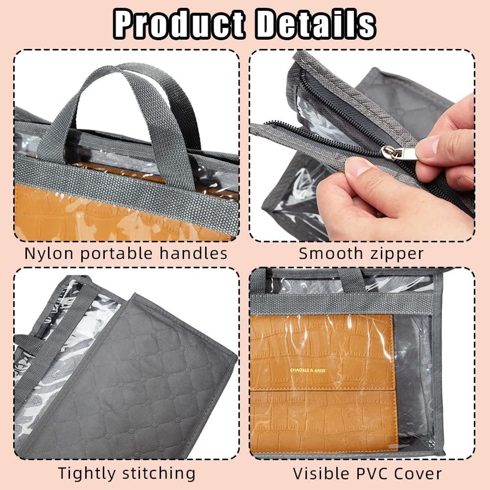ShiningLove 9 Packs Dust Bags for Handbag Storage Organizer Clear Purse Organizer for Closet Purse Storage Organizer with Zipper and Handle