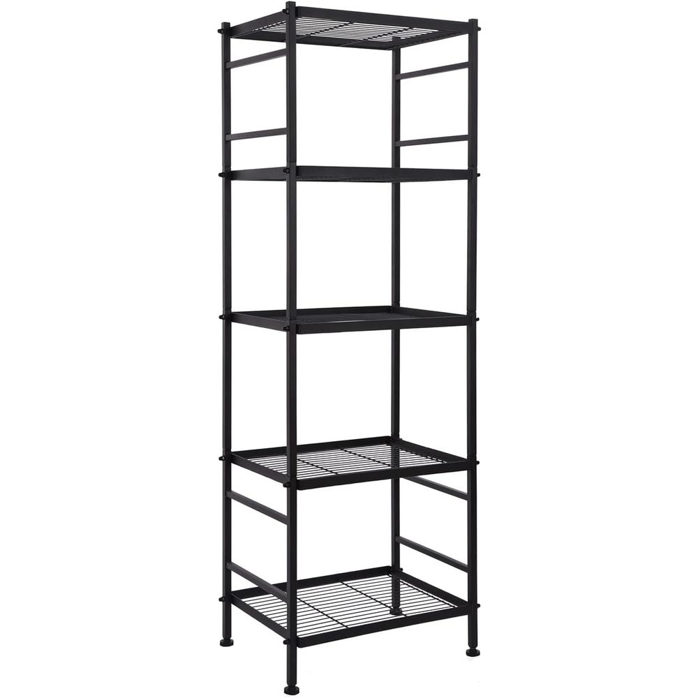 Soywey 5-Wire Shelving Metal Storage Rack Shelves, Standing Storage Shelf Units for Laundry Bathroom Kitchen Pantry Closet(Black)