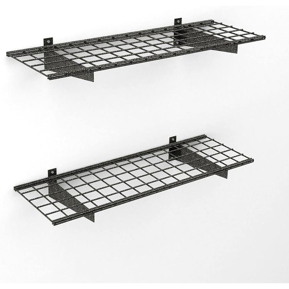 HyLoft 00651 45-Inch by 15-Inch Steel Wall Shelf for Garage Storage, Low-Profile Brackets, Hammertone, 2-Pack