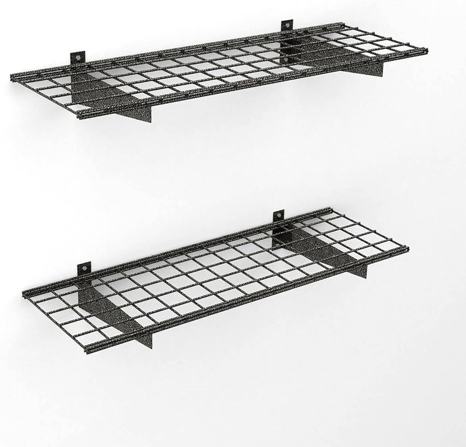 HyLoft 00651 45-Inch by 15-Inch Steel Wall Shelf for Garage Storage, Low-Profile Brackets, Hammertone, 2-Pack