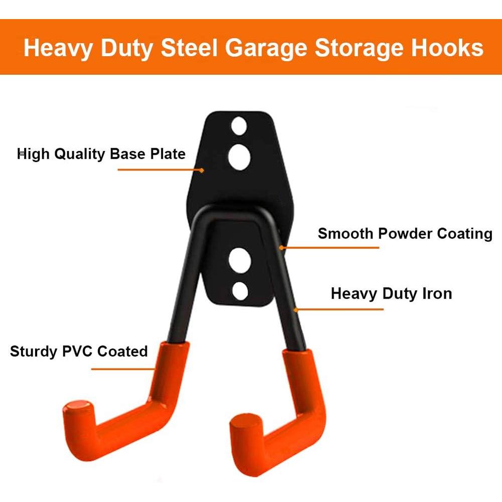 Dirza Garage Hooks Dirza 10 Pack Steel Garage Storage Utility Double Hooks, Heavy Duty Wall Mount Tool Hangers Organizers for Organiz