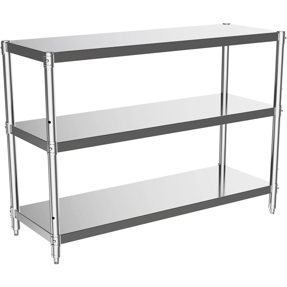 Guangfoshun Storage Shelves, 3Tier Shelf Adjustable Stainless Steel Shelves, Sturdy Metal Shelves Heavy Duty Shelving Units and Storage for