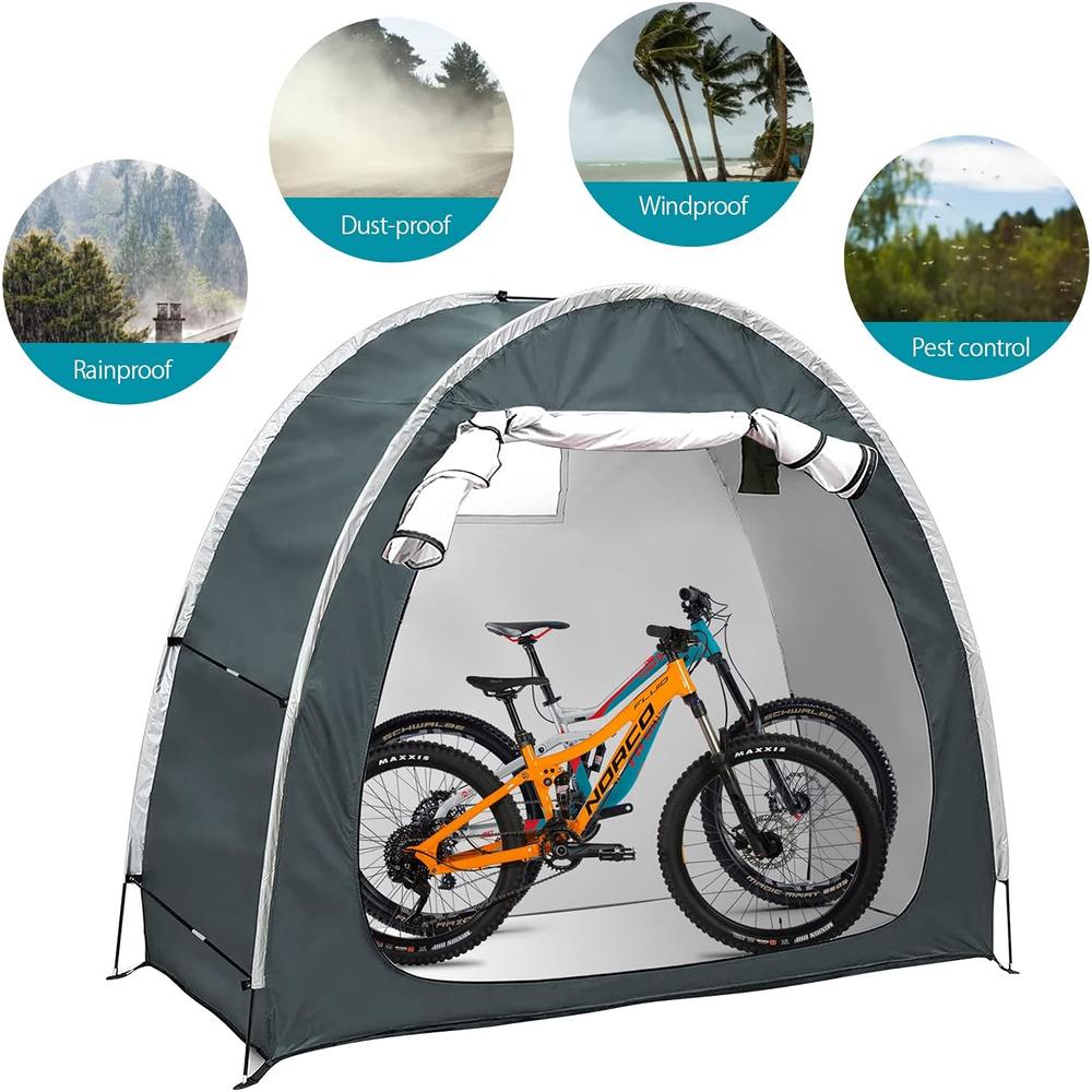 Gromay Outdoor Bike Storage Shed, Portable Bicycle Storage Cover, 210D Waterproof Silver Coated Oxford Bike Cover, Foldable Bic