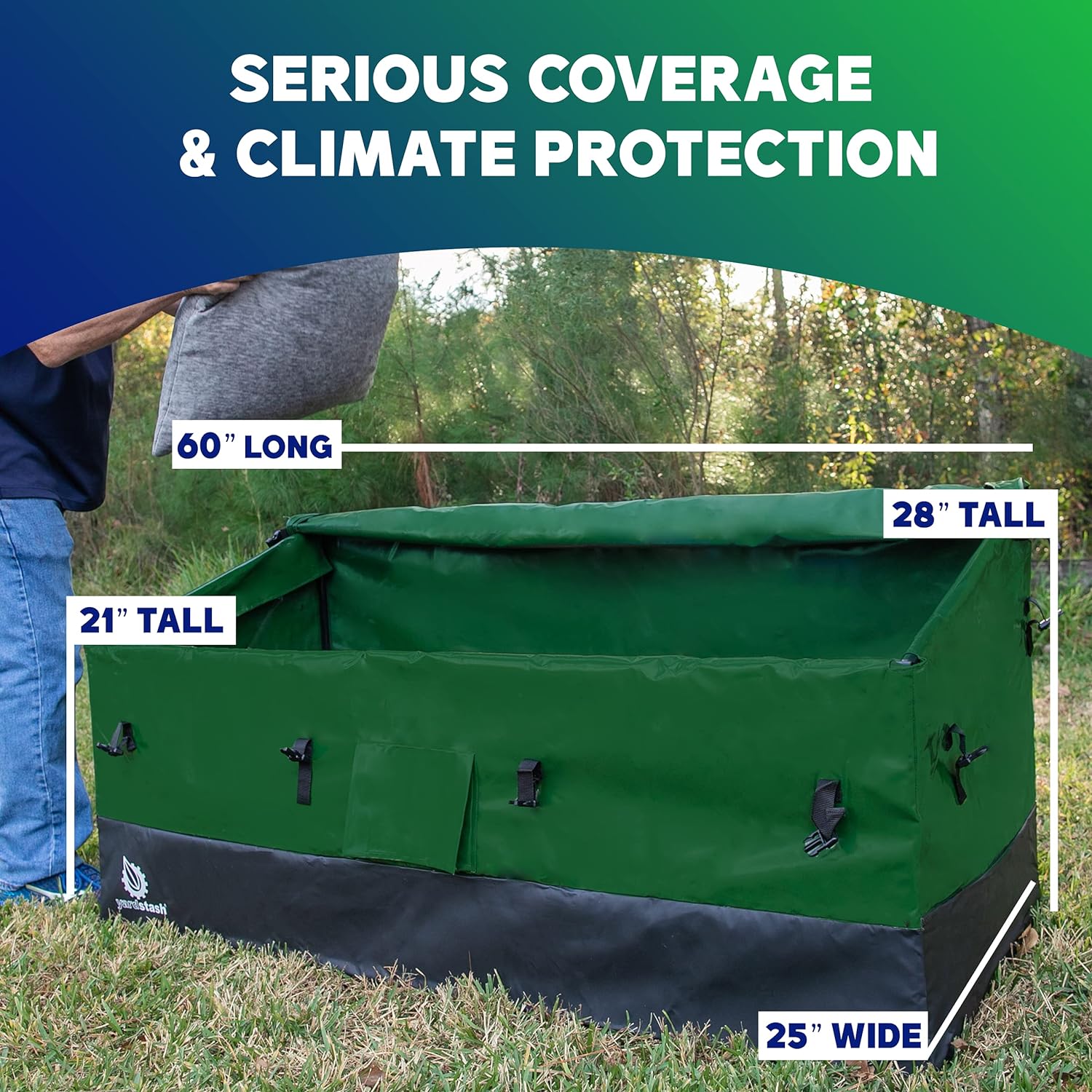 YardStash Outdoor Storage Box (Waterproof) - Heavy Duty, Portable, All Weather Tarpaulin Deck Box - Protects from Rain, Wind, Sun